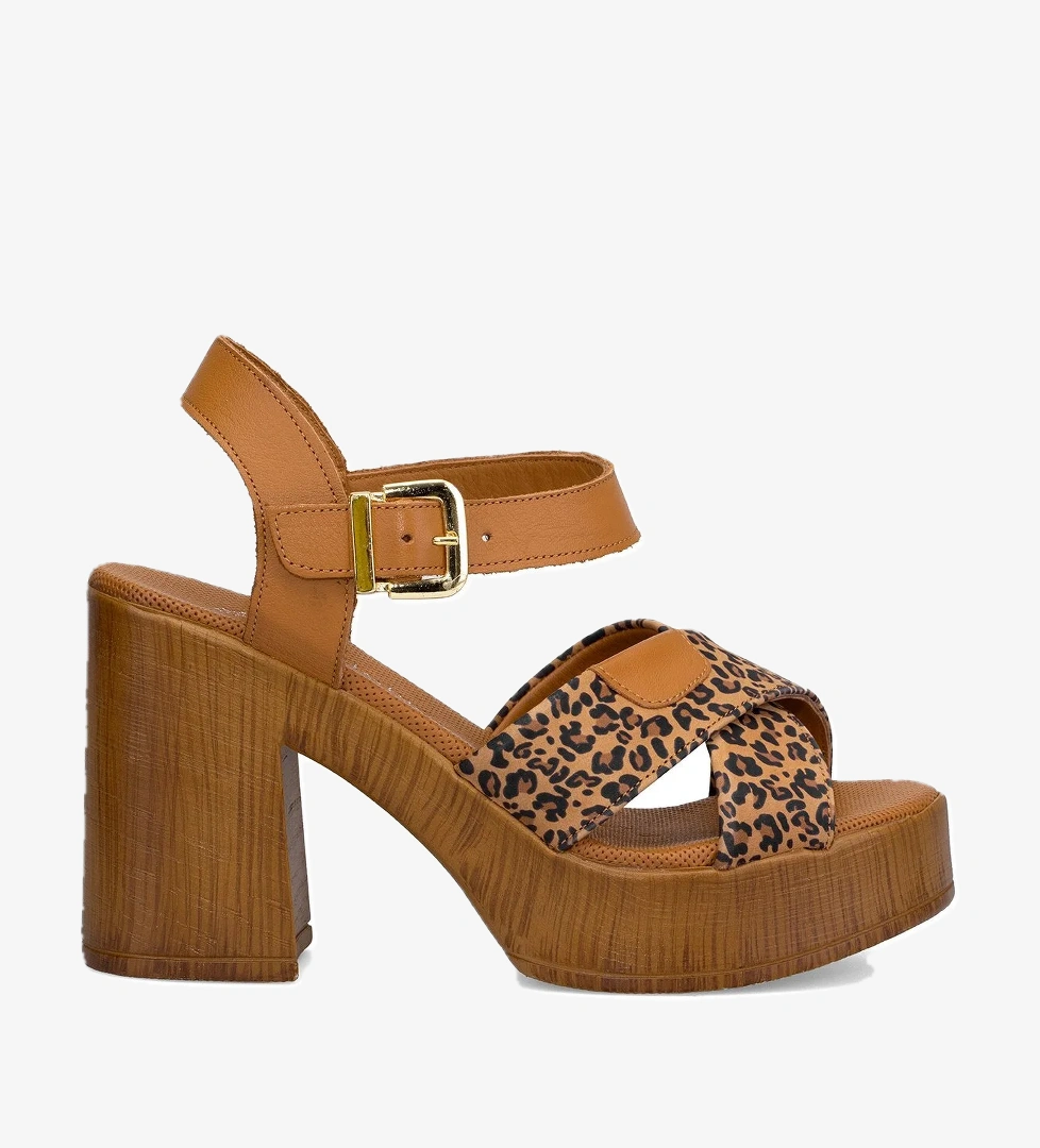 Elit DKE-31 S-472 Kadın Hakiki Deri Topuklu Sandalet Taba - Görsel 1