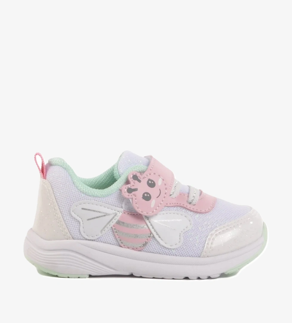 Beyaz Cırtlı Fileli Hafifi Kız Çocuk Spor Ayakkabı - Görsel 1