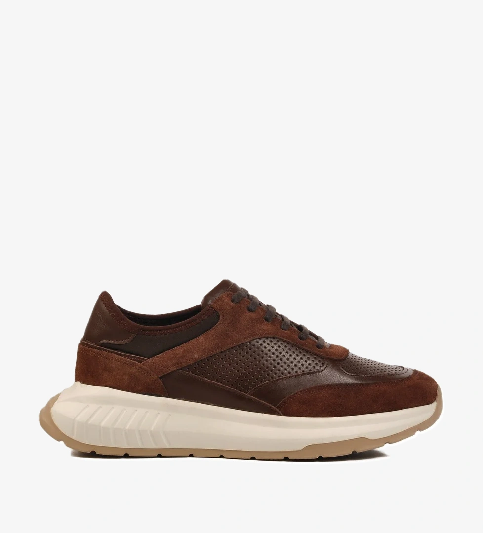 A Spor Aspor Kahve Hakiki Deri Erkek Sneaker Premium model görseli