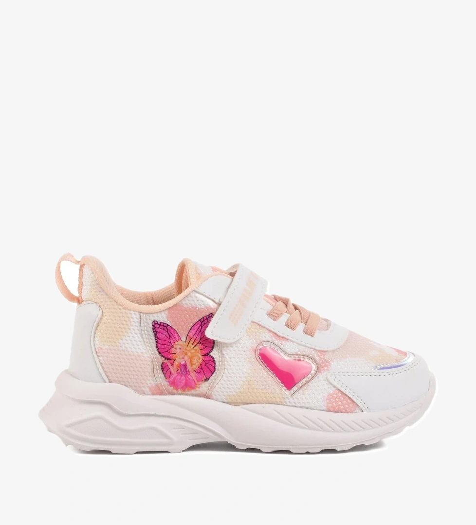 Aspor Beyaz Pudra Cırtlı Fileli Kız Çocuk Spor Ayakkabı