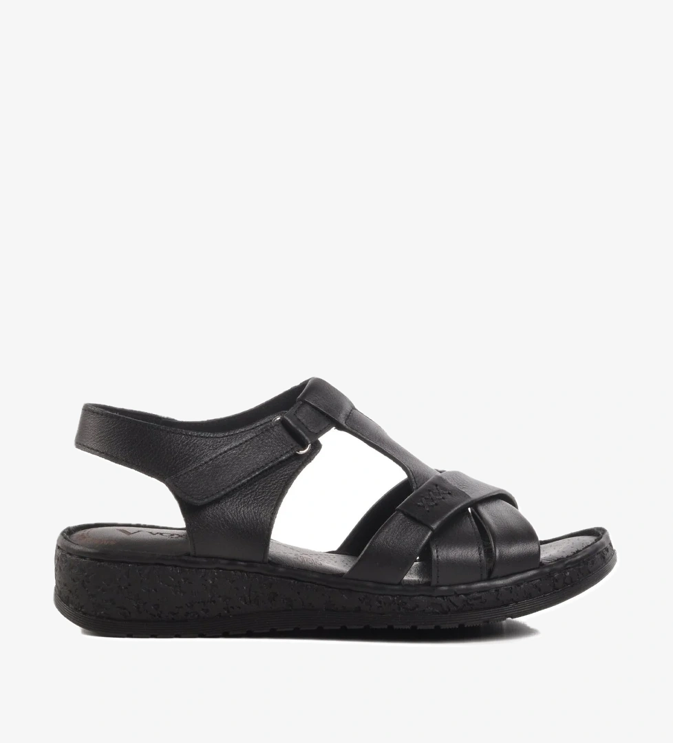 Voyager Taba Siyah Hakiki Deri Kadın Sandalet model görseli