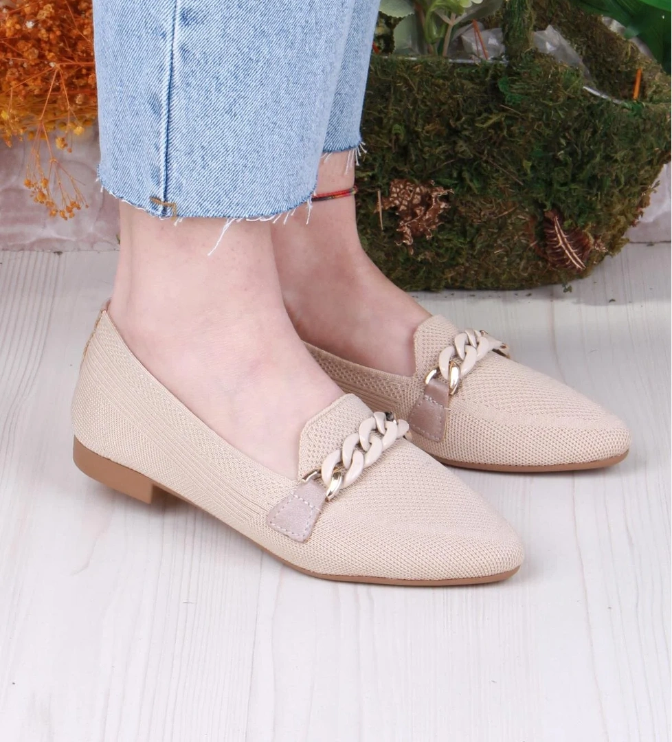 Fort 8562 Triko Zincir Toka Detaylı Şık Rahat Kadın Babet model görseli