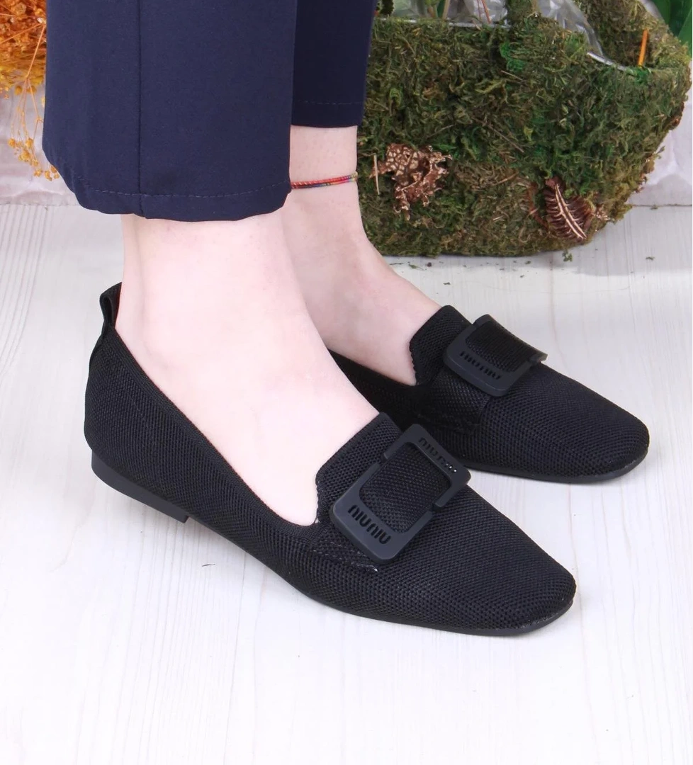 128-131 Fls Toka Detaylı Triko Kadın Babet