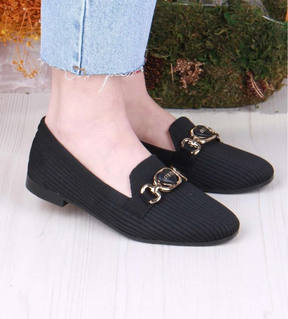 Fort 8570 Triko Zincir Toka Detaylı Şık Rahat Kadın Babet model görseli