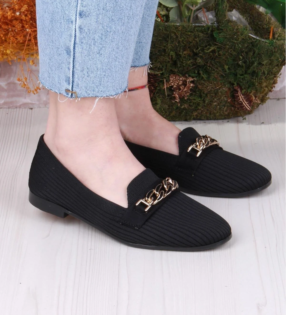 Fort 8569 Triko Zincir Toka Detaylı Şık Rahat Kadın Babet model görseli