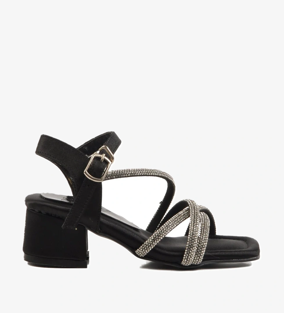 Aspor Siyah Taşlı Kız Çocuk Sandalet