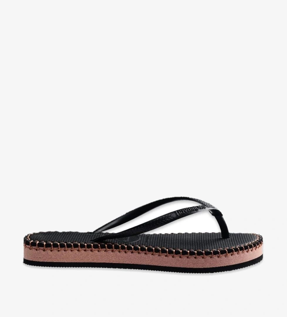 4149928 Slim Flatform Loop Parmak Arası Siyah Kadın Terlik