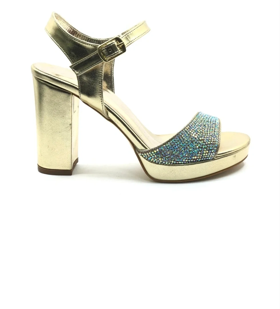 Taşlı Platform Tek Bant Topuklu Kadın Abiye Ayakkabı - Görsel 1
