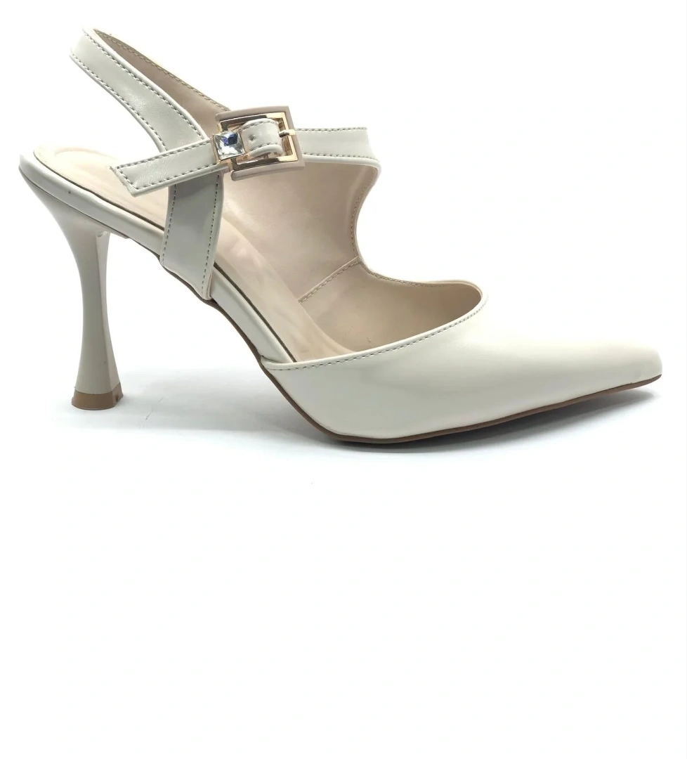 Matiko Toka Detaylı Arkası Açık Stiletto Kadın Topuklu Ayakkabı - Görsel 1