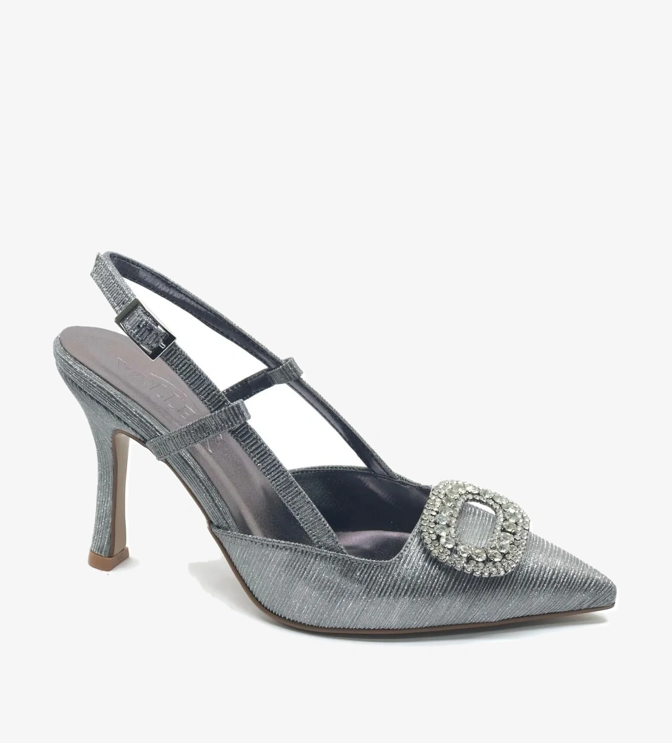 Taş Toka Detaylı Arkası Açık Stiletto Kadın Topuklu Ayakkabı - Görsel 1