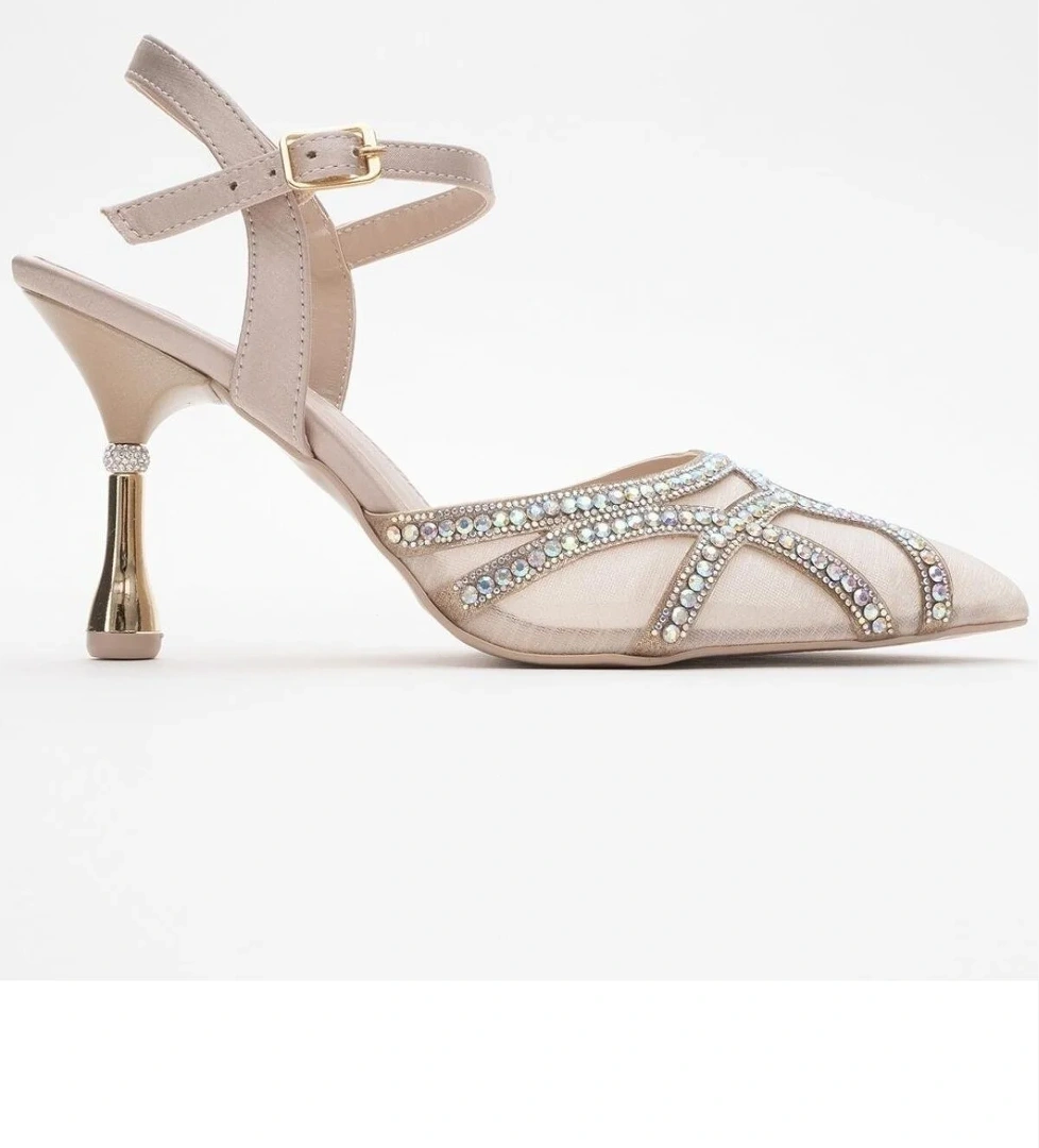 Dantel Taşlı Topuklu Kadın Abiye Ayakkabı - Görsel 1