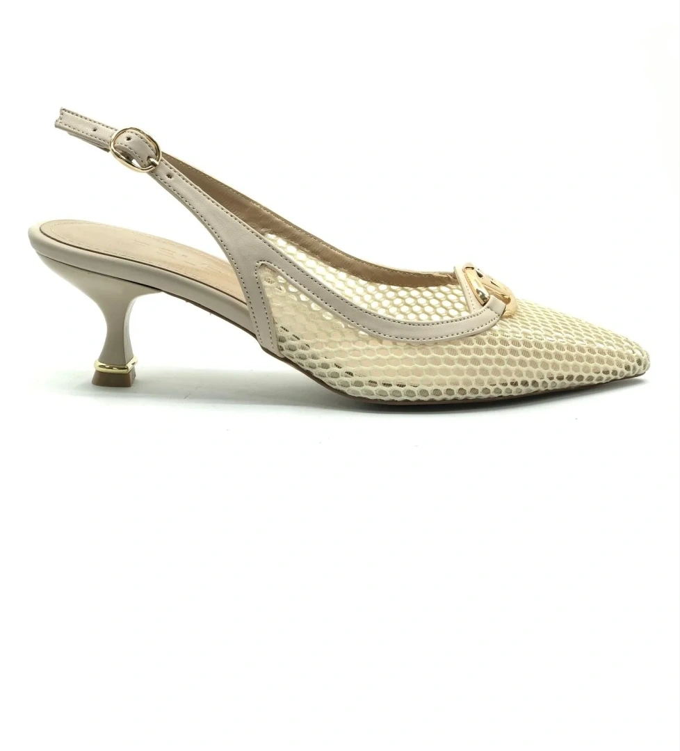 Feles Dantel Detaylı Arkası Açık Stiletto Kadın Topuklu Ayakkabı model görseli