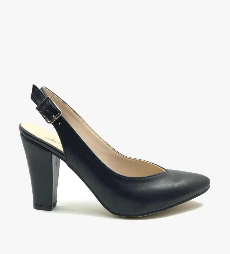 V Dekolteli Arkası Açık Kadın Topuklu Ayakkabı - Görsel 1