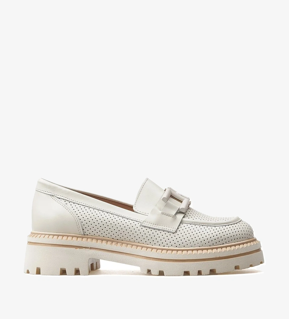 Kadın Hakiki Deri Toka Detaylı Casual Ayakkabı 25y 2411530y Z Bej - Görsel 1