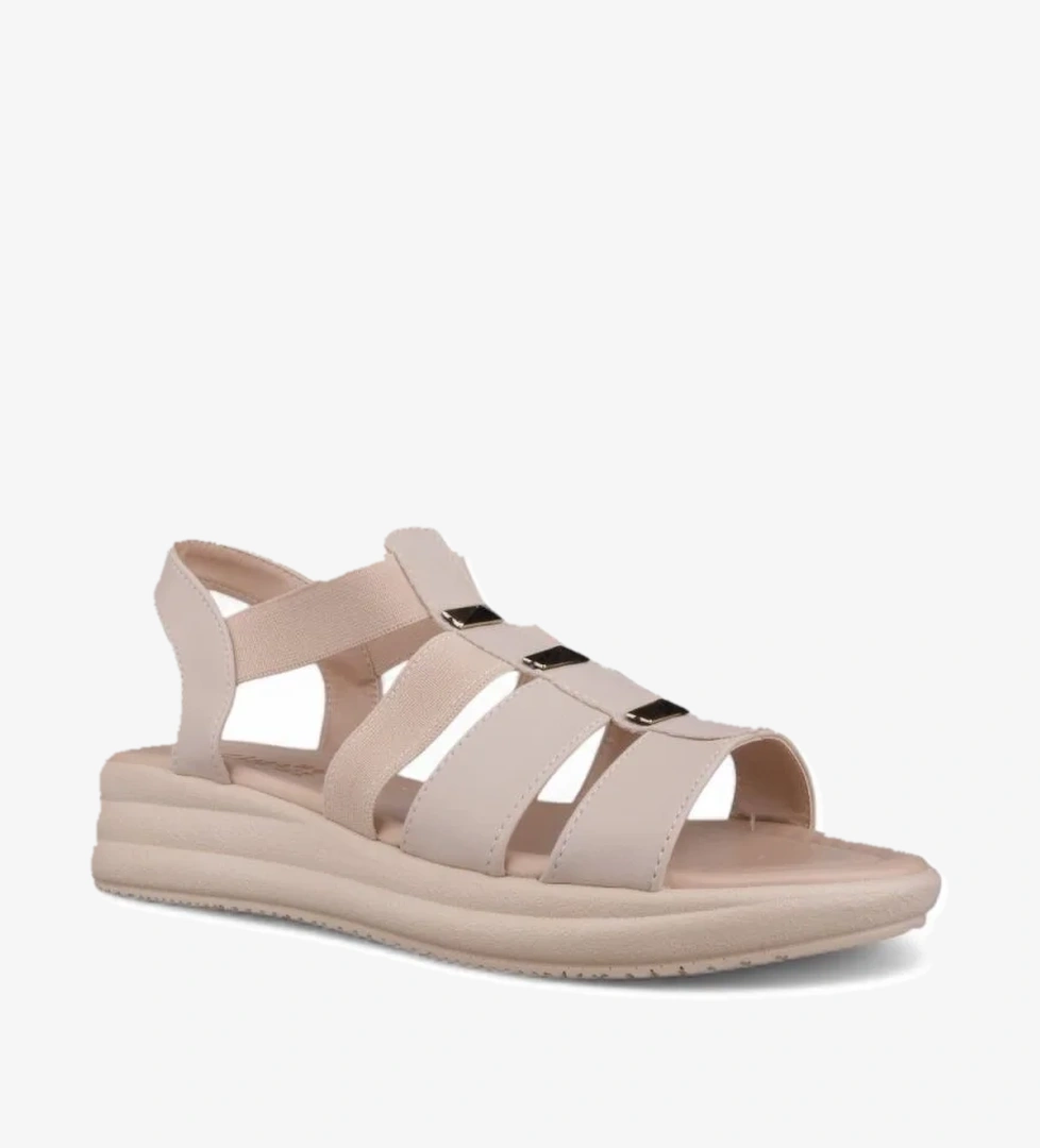 Kadın Günlük Sandalet - Bej, Deri