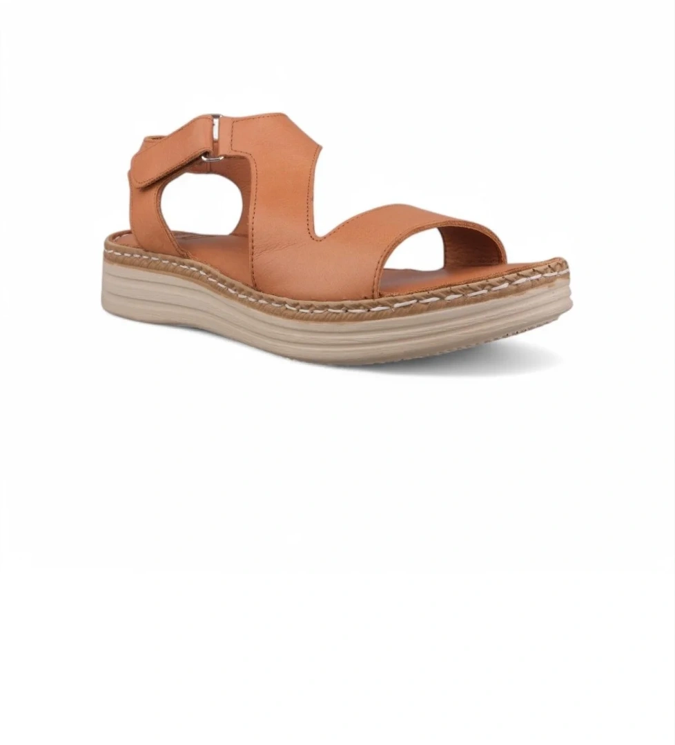 Kadın Günlük Sandalet - Taba, Deri