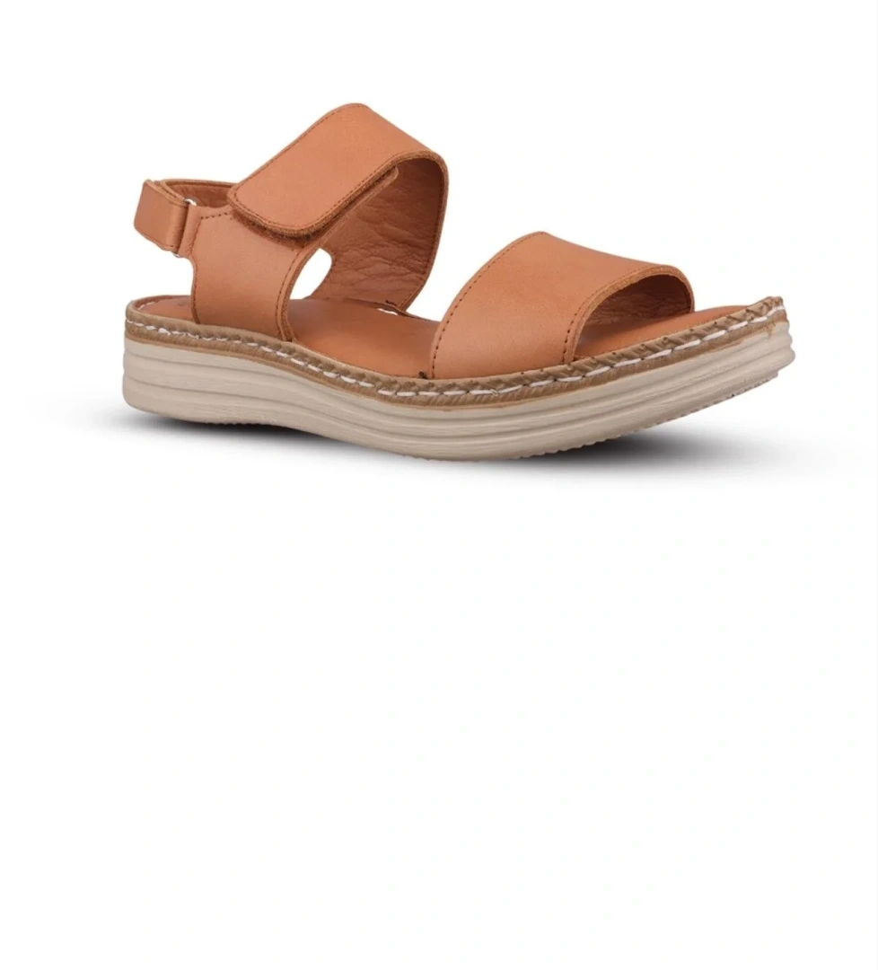 Kadın Günlük Sandalet - Taba, Deri