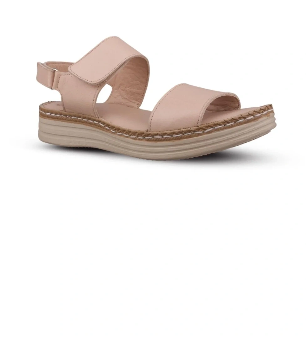 Kadın Günlük Sandalet - Bej, Deri