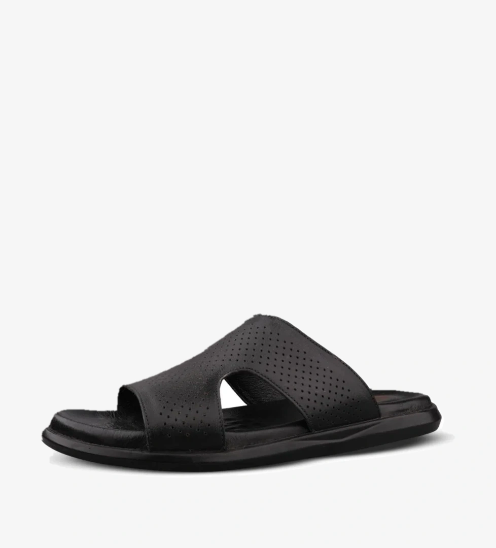 Erkek Günlük Terlik - Siyah, Deri