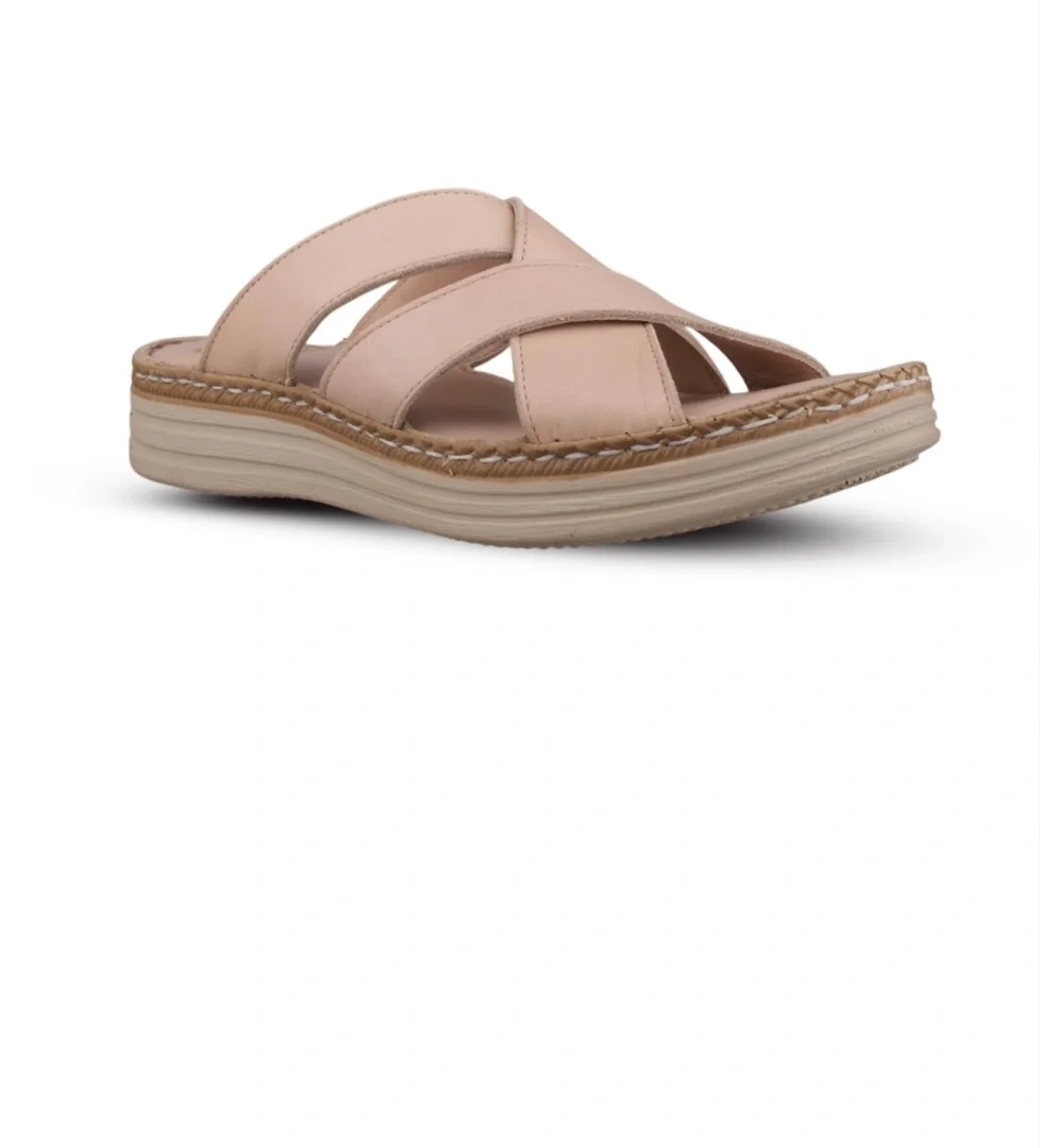 Kadın Günlük Terlik - Bej, Deri