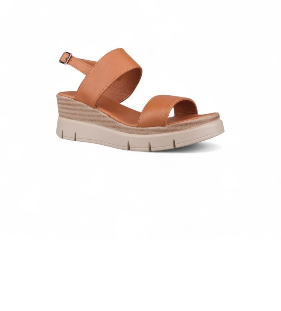 Kadın Günlük Sandalet - Taba, Deri