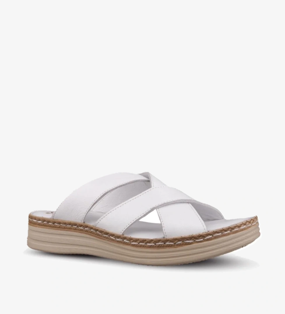 Kadın Günlük Terlik - Beyaz, Deri