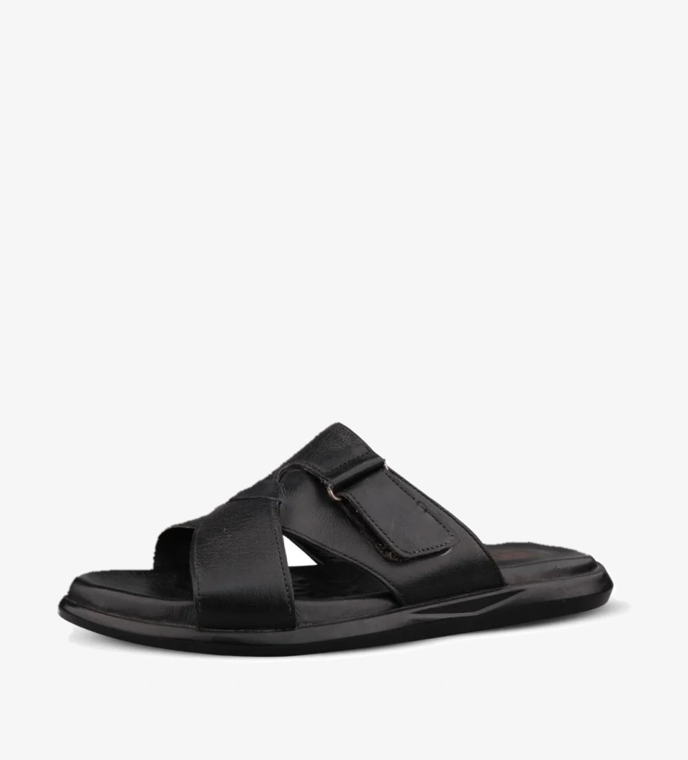 Erkek Günlük Terlik - Siyah, Deri