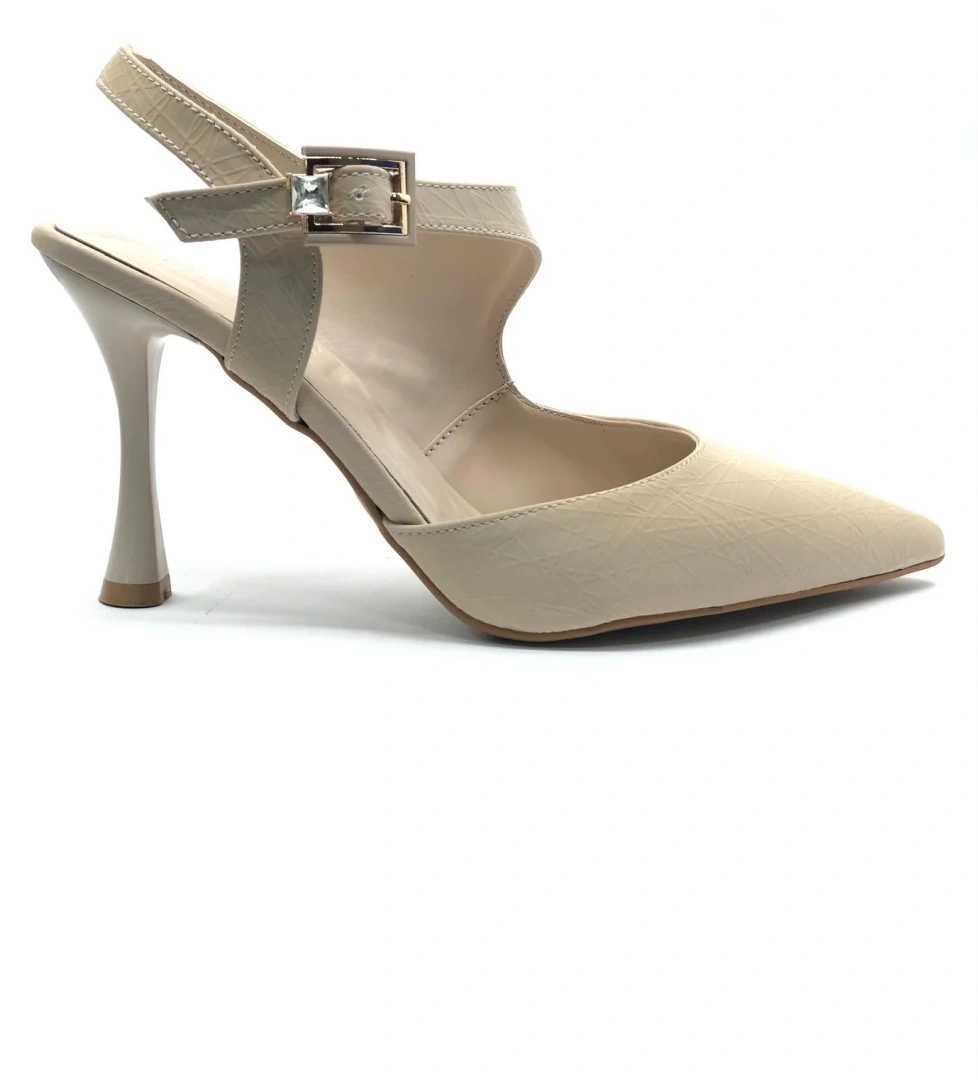 Okitam Toka Detaylı Arkası Açık Stiletto Kadın Topuklu Ayakkabı - Görsel 1