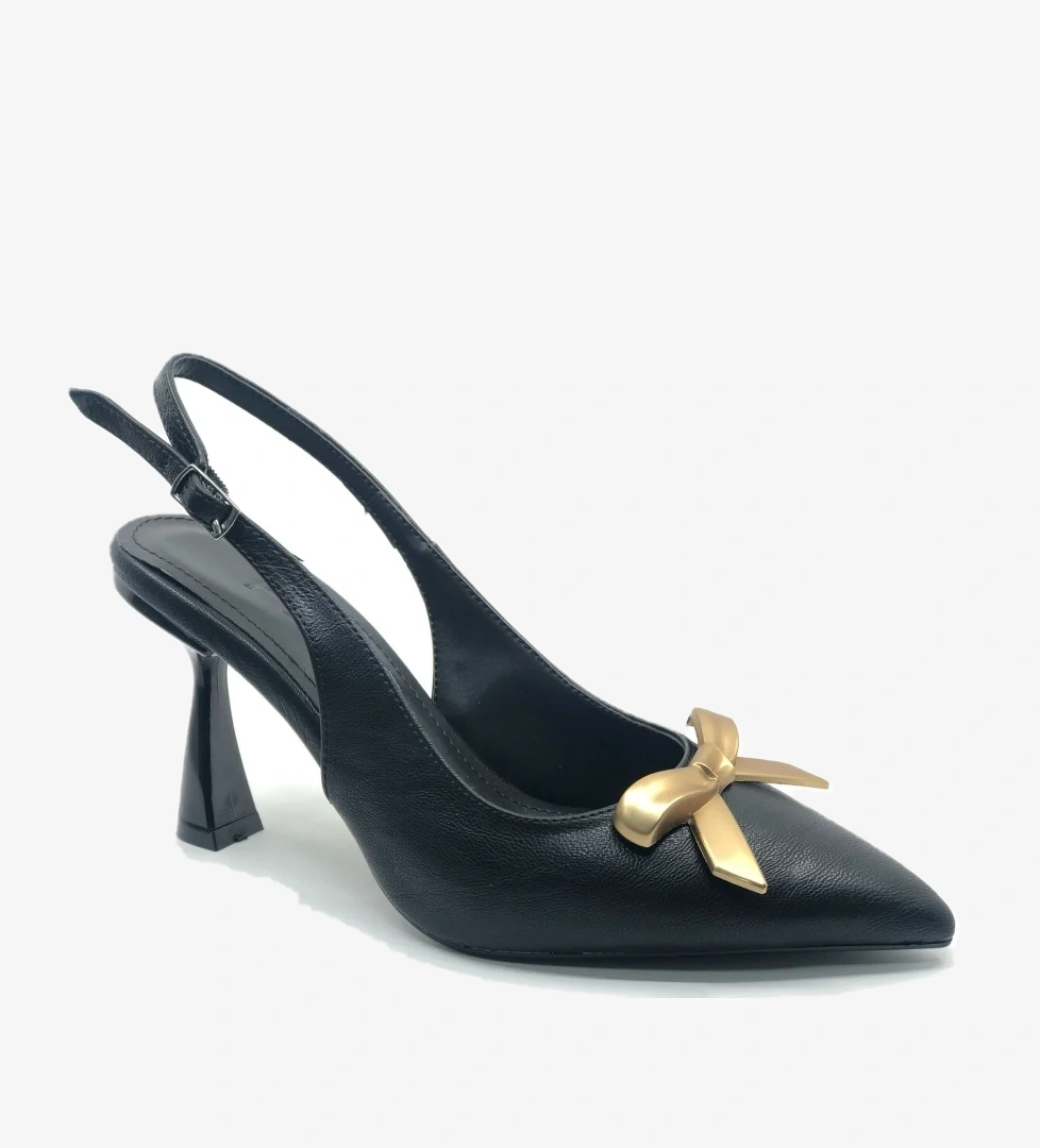 Kurdela Toka Detaylı Arkası Açık Stiletto Kadın Topuklu Ayakkabı