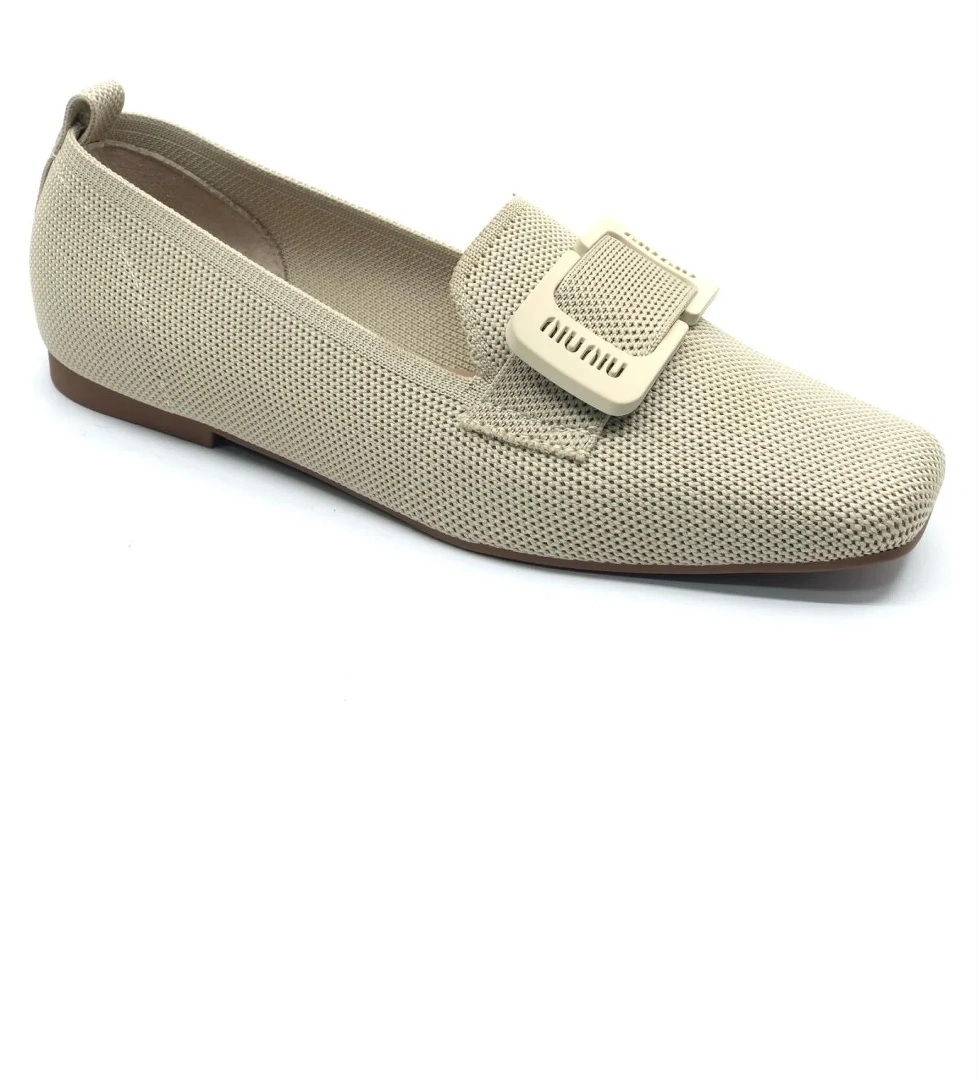 Feles Triko Detaylı Küt Burun Kadın Babet Ayakkabı model görseli