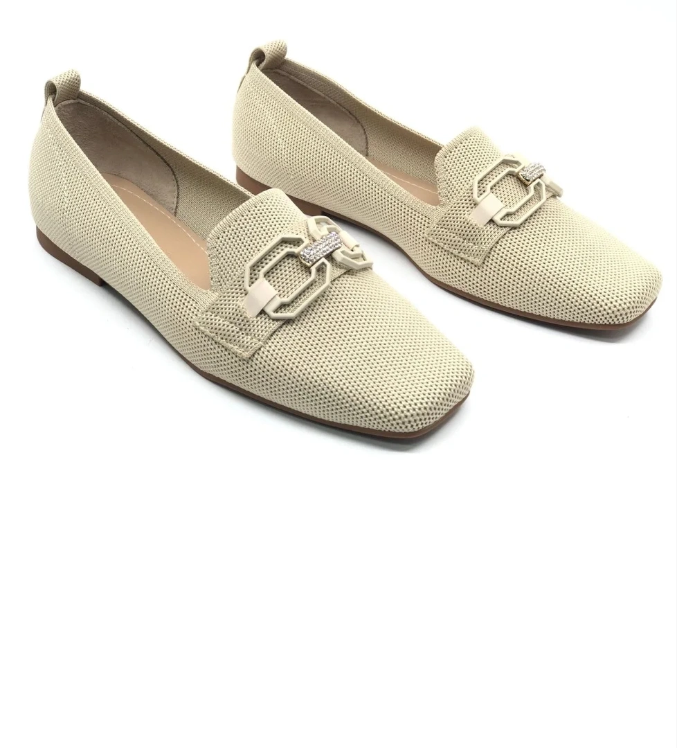 Triko Toka Detaylı Küt Burun Kadın Babet Ayakkabı - Görsel 1