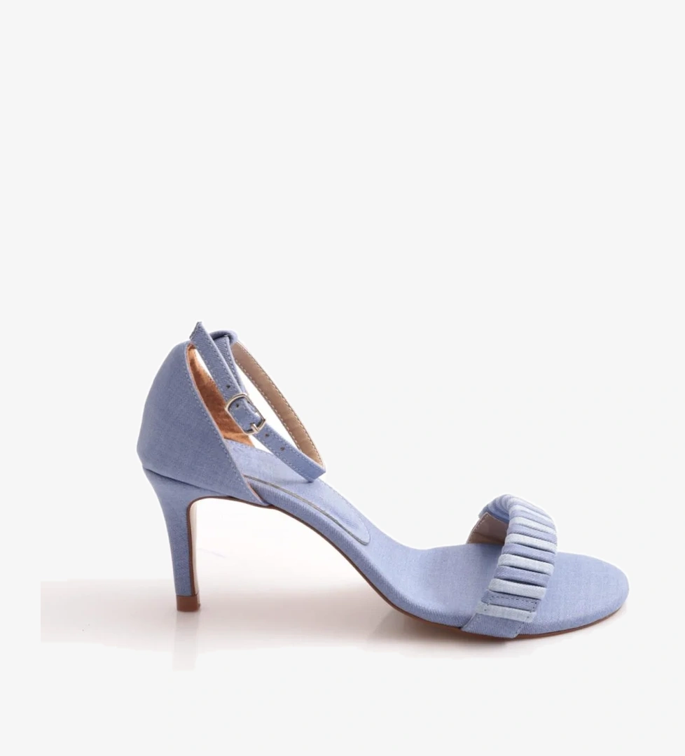 5315 Kadin Bilekten Bağlama Renkli Şerit Topuklu Ayakkabi