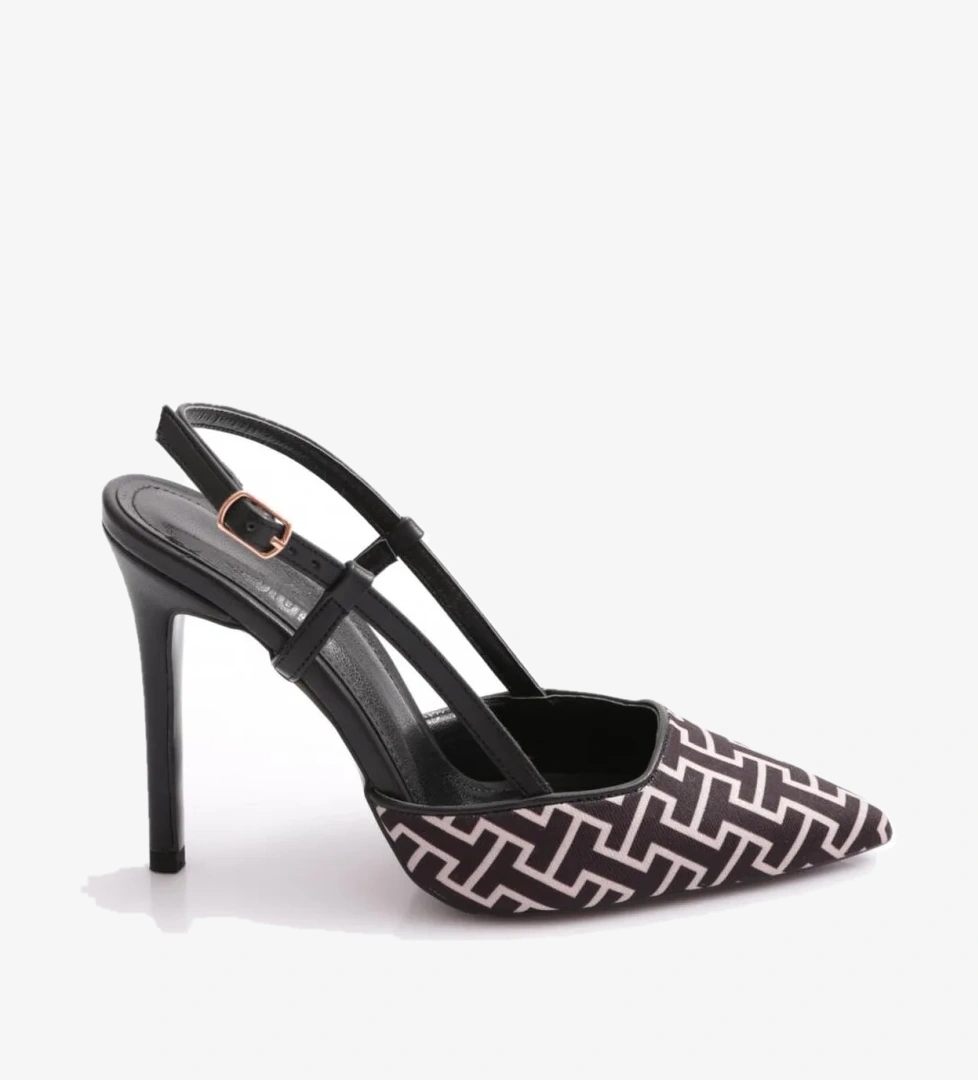 Dgn Dgn Siyah 6305-2 Kadin Arkadan Bağlamali Topuklu Ayakkabi Topuklu Ayakkabı | Flo Siyah - 1. görsel