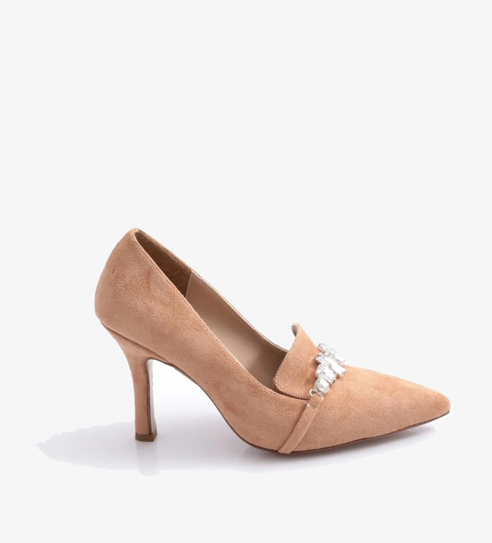 K3105-22K Kadin Sivri Burun Kristal Taşli İnce Topuklu Ayakkabi - Görsel 1