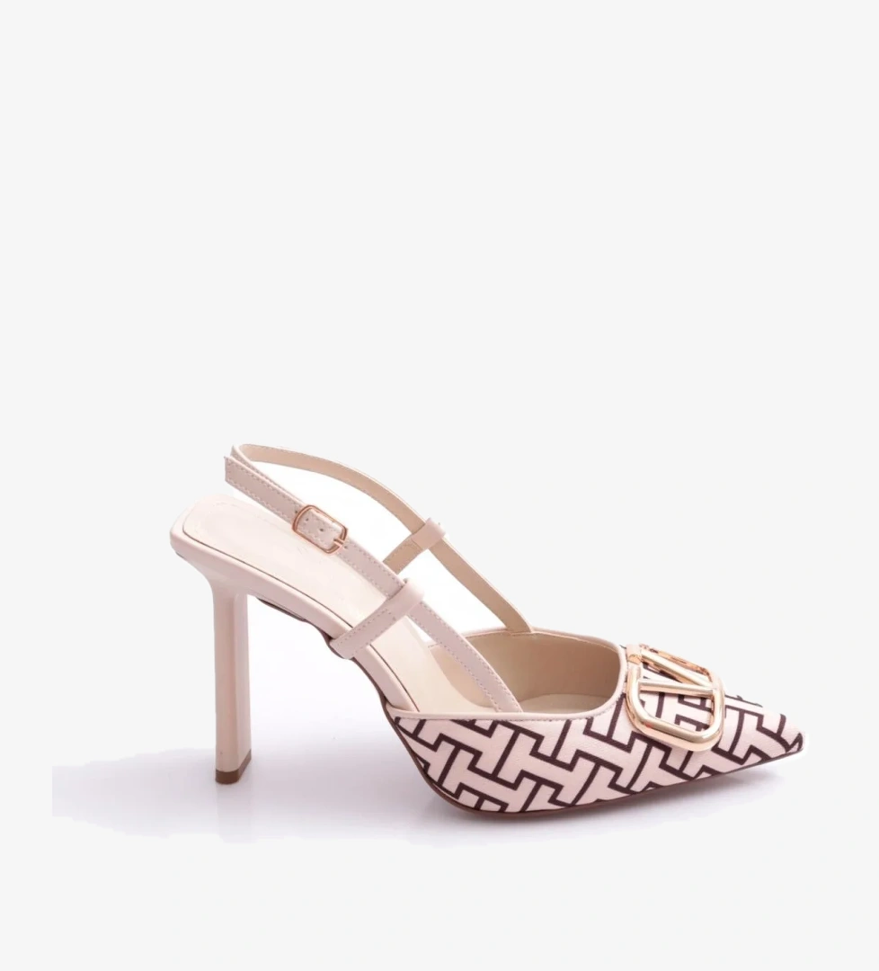 C5025 Kadin Arkadan Bağlamali Topuklu Ayakkabi - Görsel 1