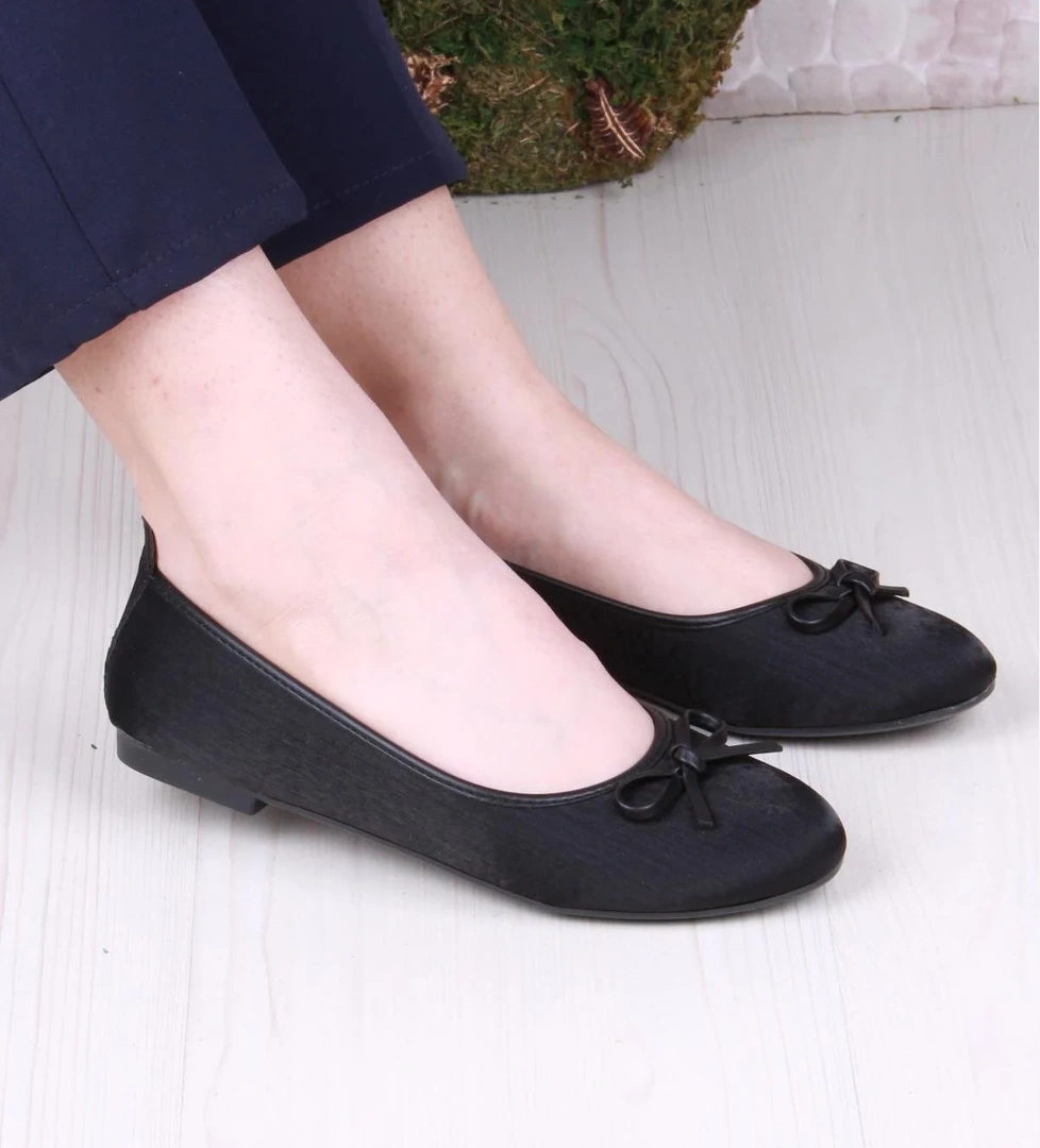 01-631 Soft Fiyonk Detaylı Şık Ev İş Ofis Rahat Günlük Ayakkabı Kadın Babet