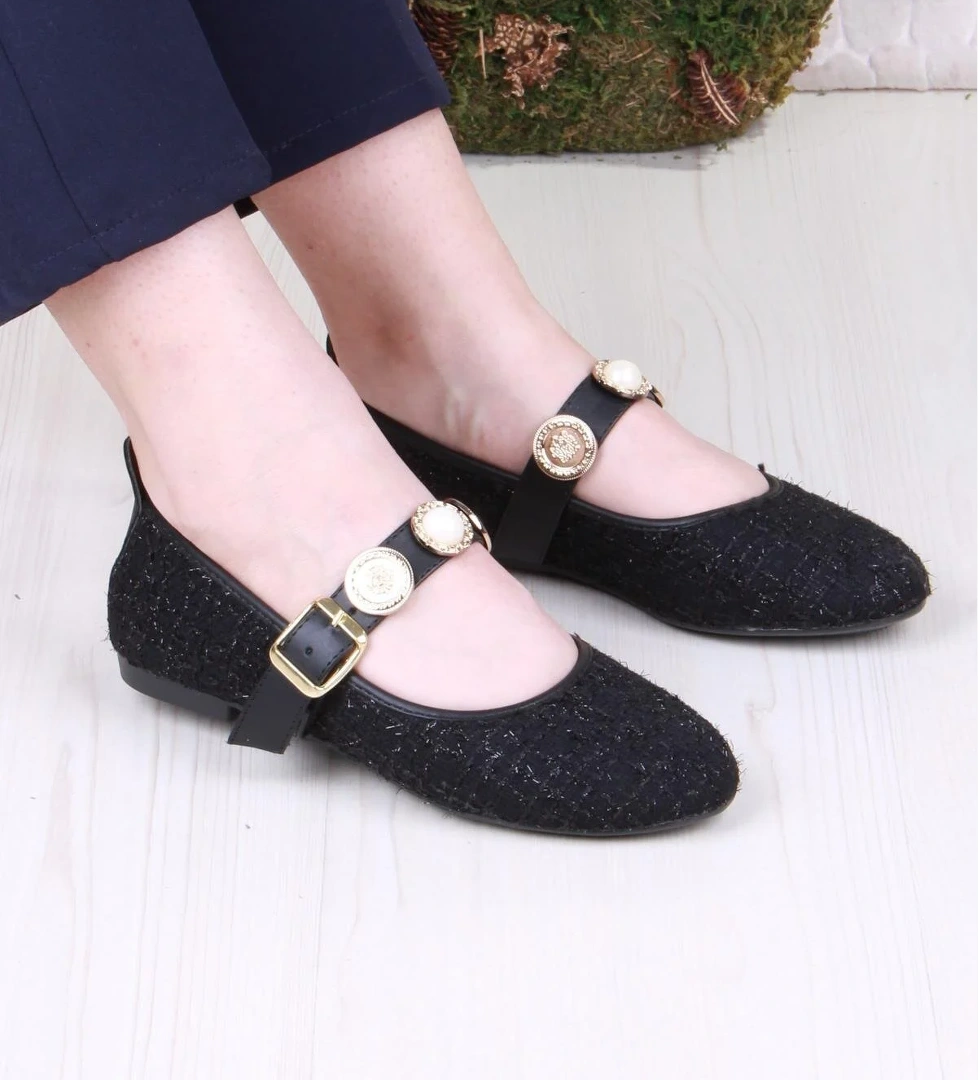 01-632 Soft Toka Detaylı Şık Ev İş Ofis Rahat Günlük Ayakkabı Kadın Babet