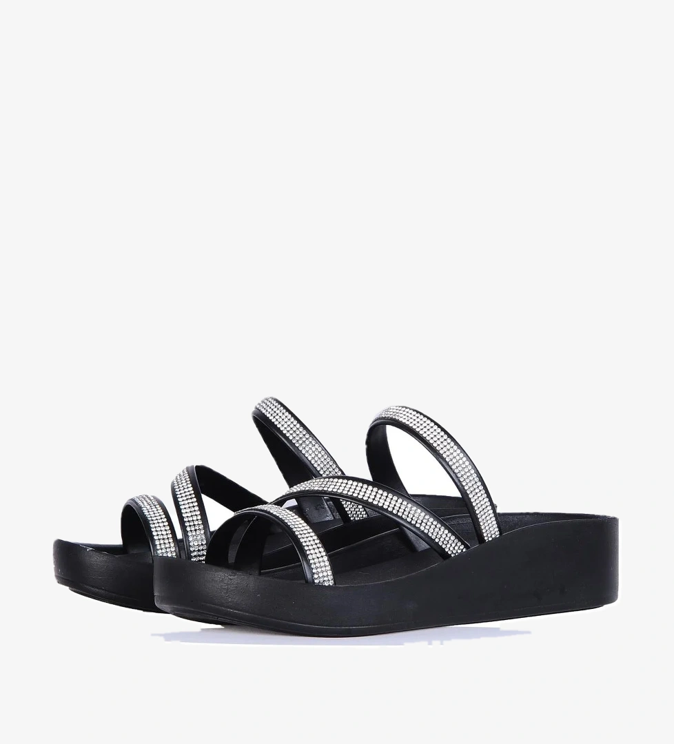 Ayakcenter 1400-174 Voga Taşlı Siyah Günlük Kadın Düz Terlik model görseli