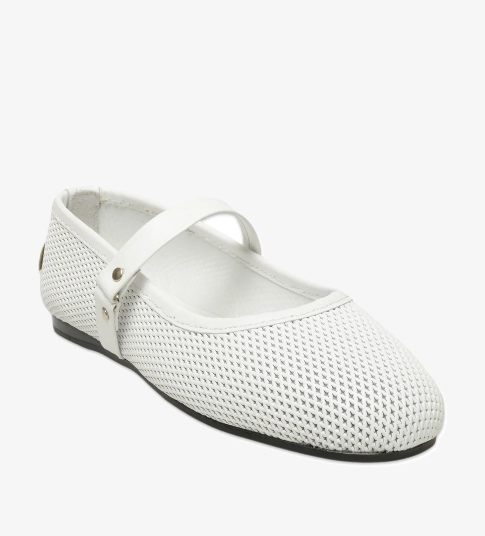 D25Ya-7085 Günlük Beyaz Kadın Babet