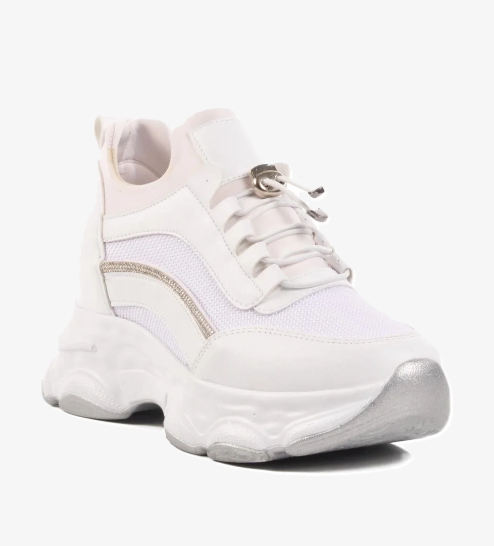 Ayakmod Beyaz Siyah Yüksek Taban Kadın Sneaker 6064 Z model görseli