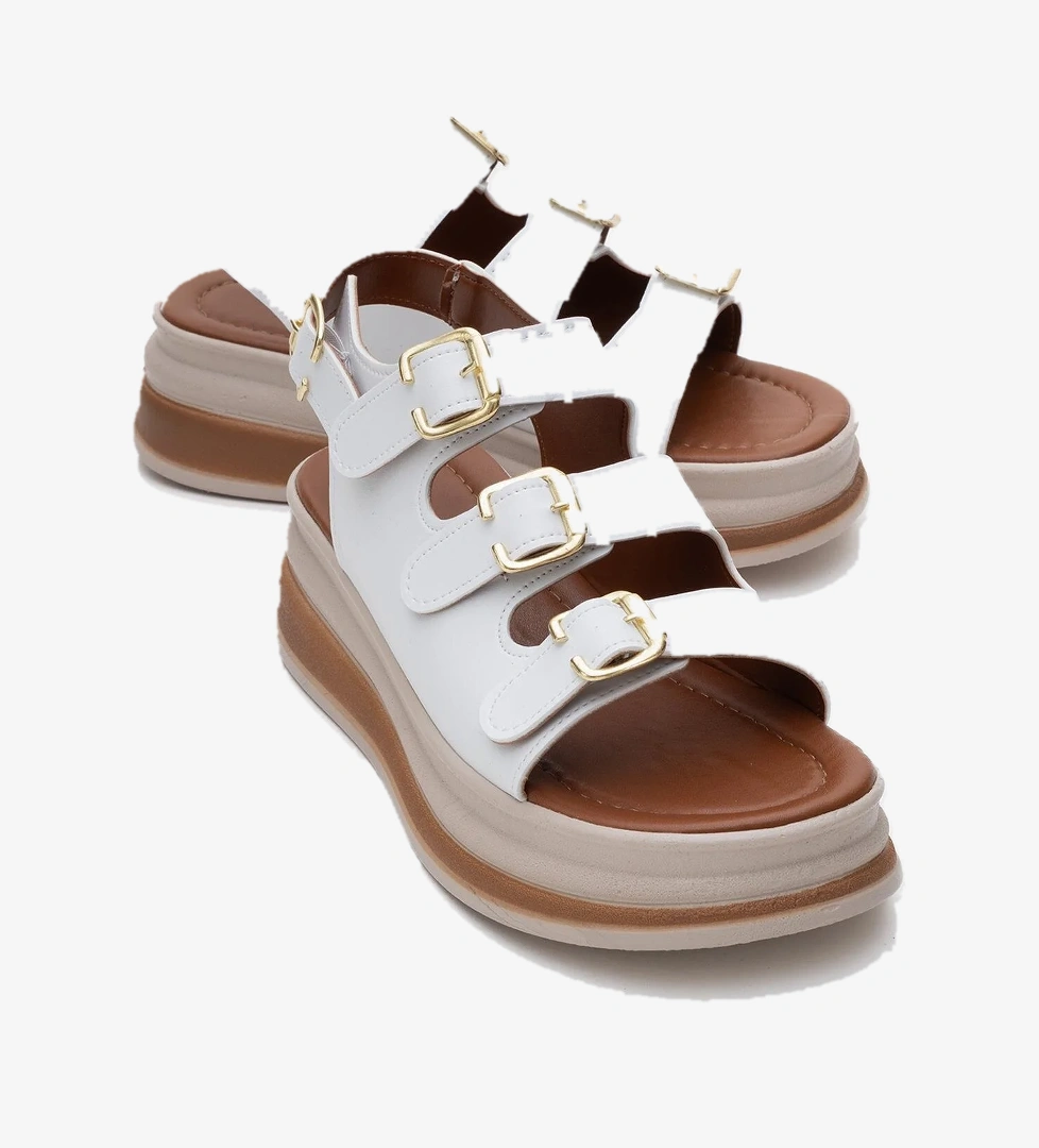 Kadın Tokalı Sandalet BEYAZ