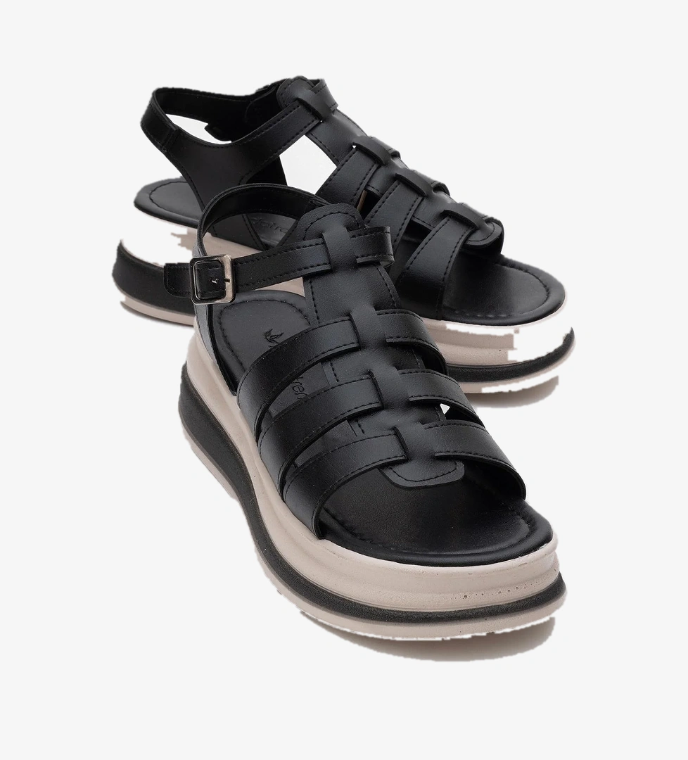 Ccway Kadın Geçmeli Sandalet Si̇yah Bej model görseli