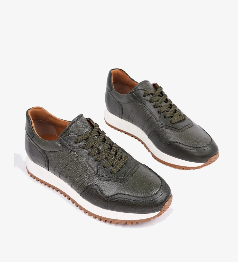 HARWİL Kalın Taban Bağcıklı Hakiki Deri Erkek Günlük Sneaker Spor Ayakkabı