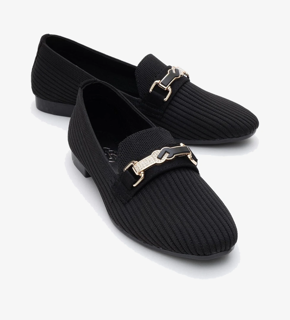 Ccway Kadın Tokalı Triko Günlük Ayakkabı Si̇yah Bej model görseli