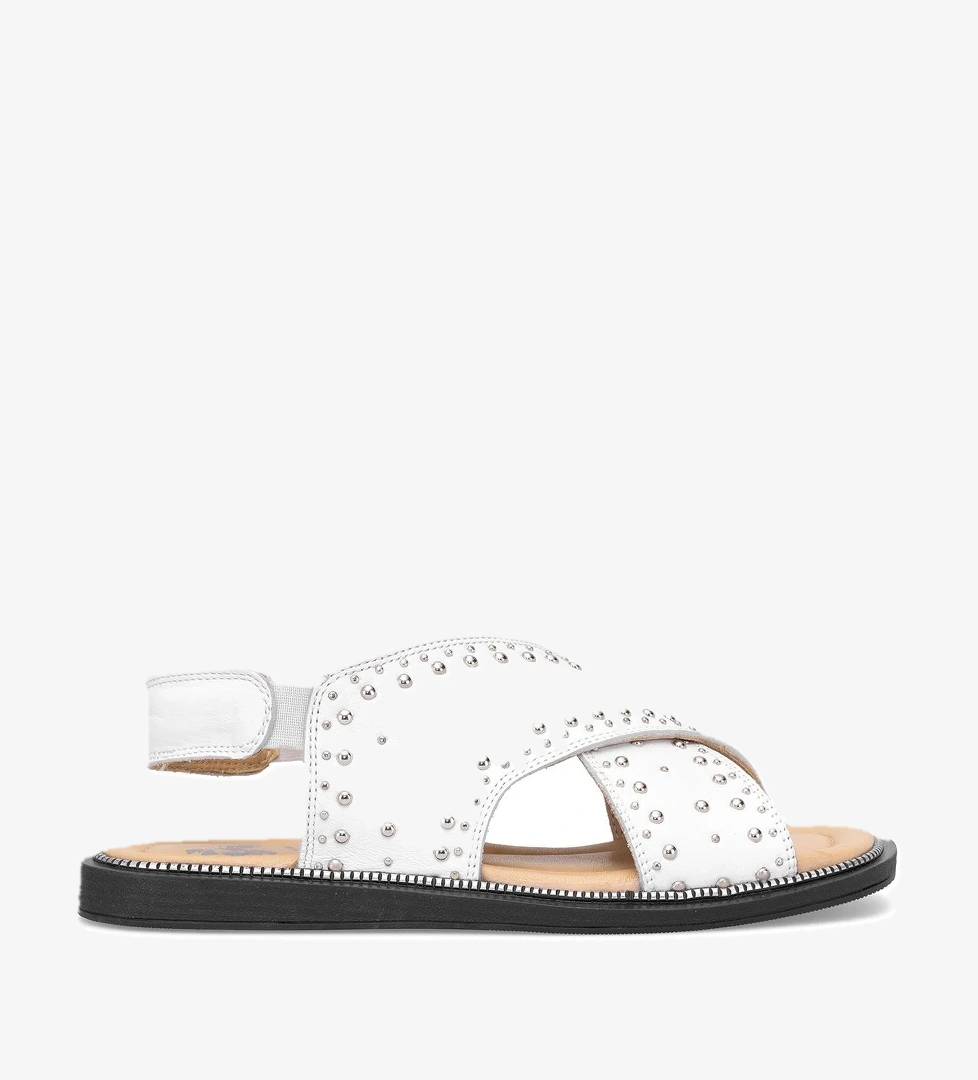 Venüs 2512204y Kadın Hakiki Deri Düz Sandalet Beyaz Siyah model görseli