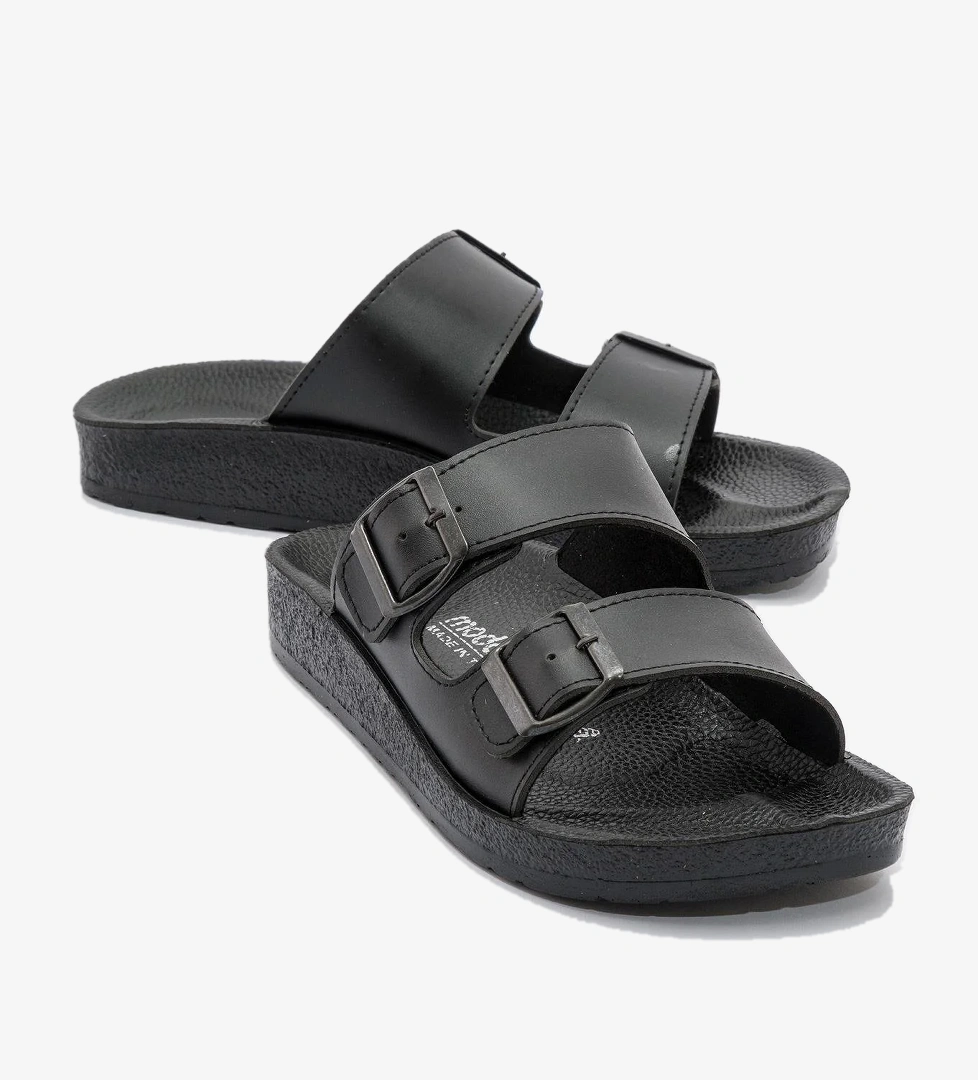 İki Tokalı Erkek Terlik SİYAH