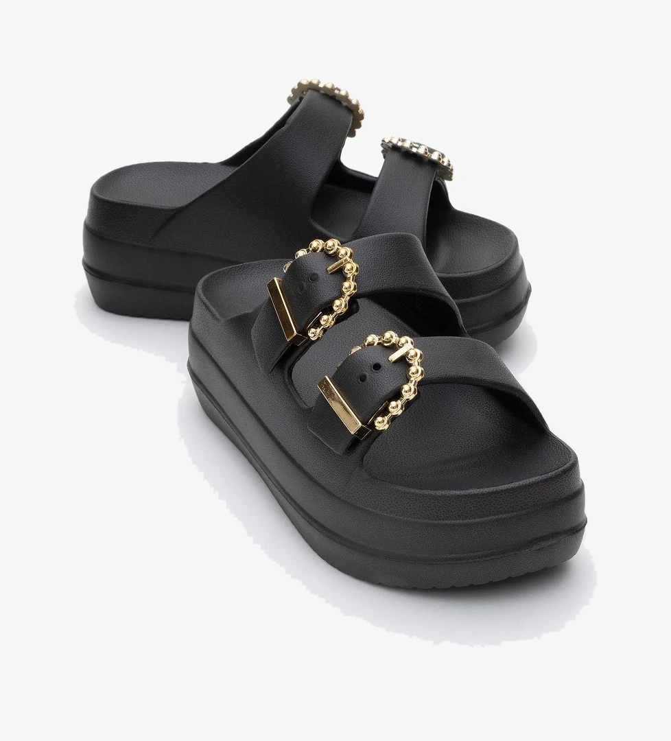 Kadın Tokalı Terlik SİYAH