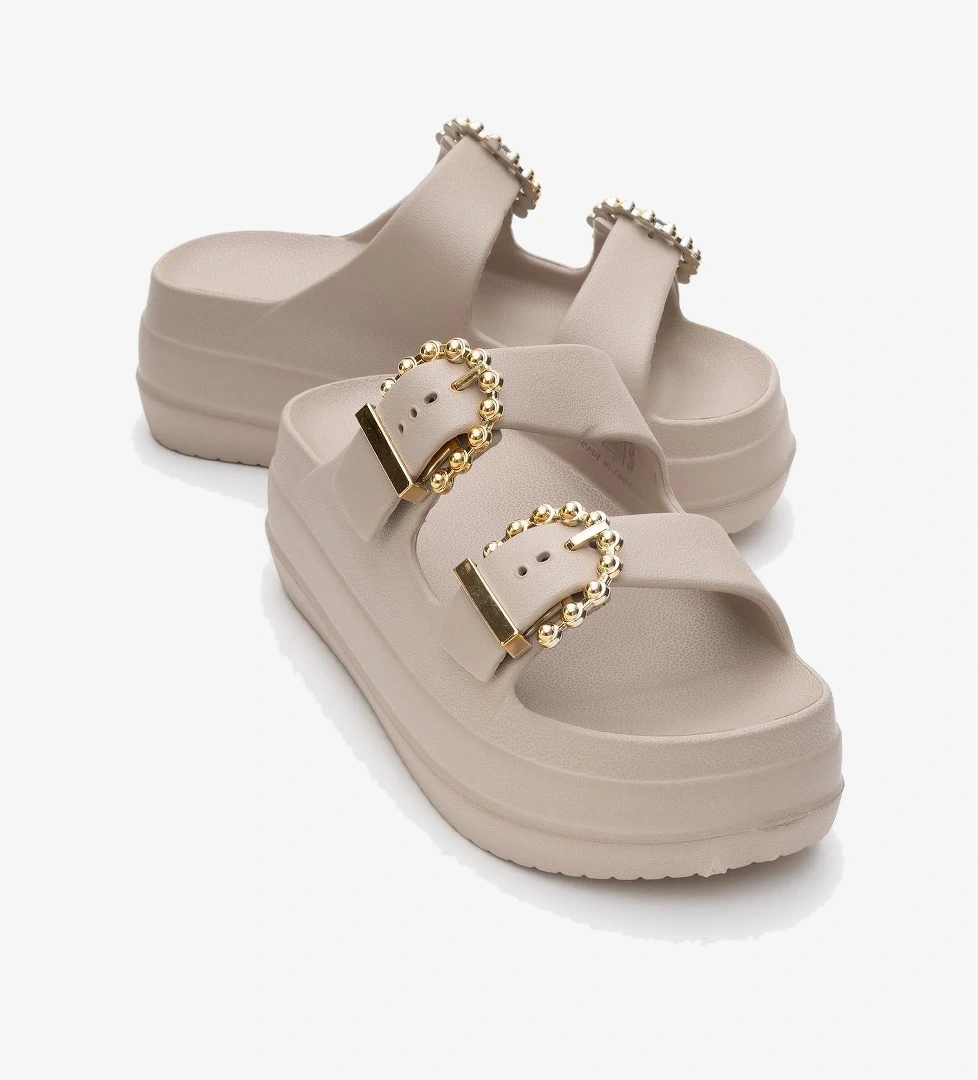 Kadın Bantlı Tokalı Terlik CAPİCİNO - Görsel 1