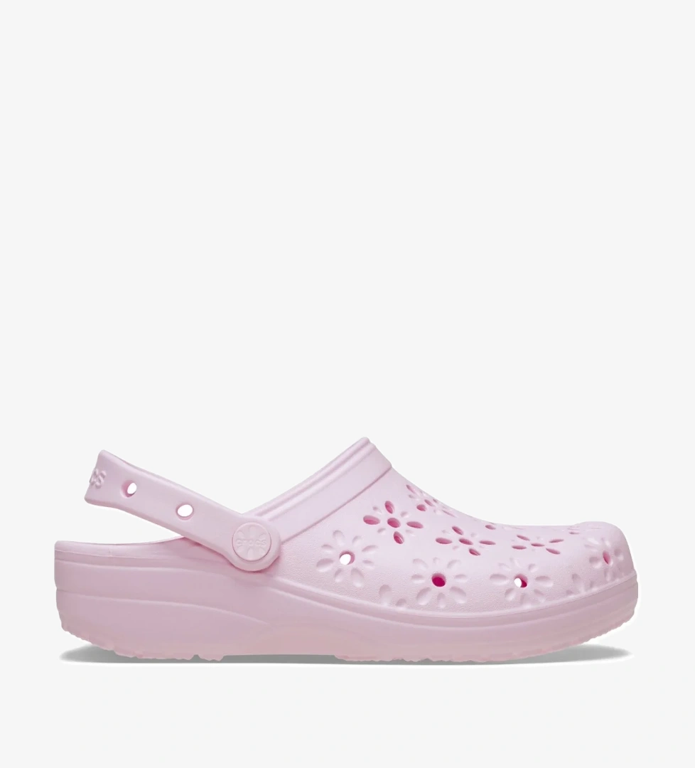 Classic Floral Cut Out Clog Kadın Terlik Pembe