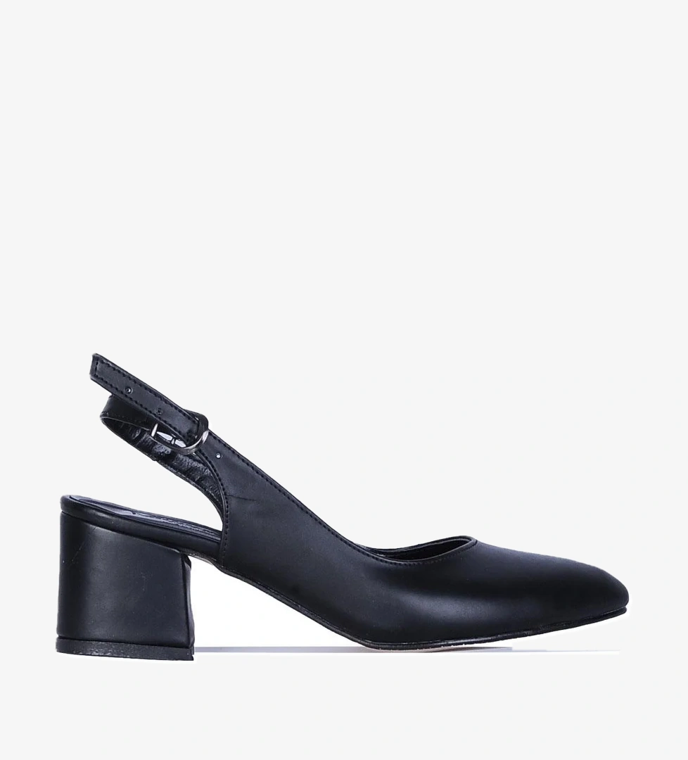 Ayakcenter BY3 Ayışığı Cilt Siyah 6Cm Kadın Topuklu Ayakkabı model görseli